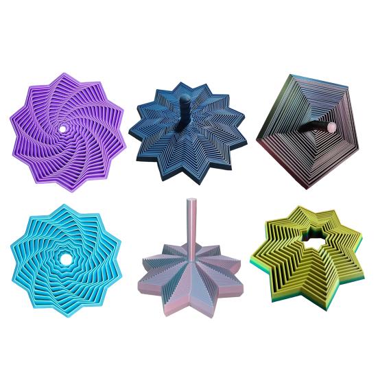3D Printed Expanded Fidget Star with Handle Fractal Hexagon Sensory Toy
