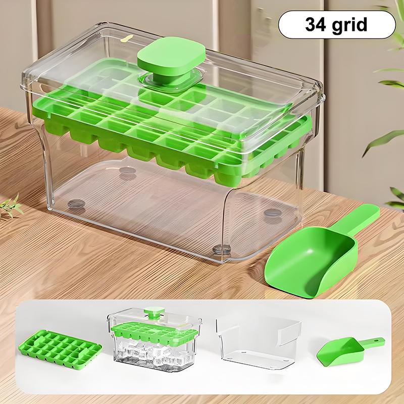

34/68Grids Ice Cube Mould Large Capacity Ice Compartmentfood Grade Ice Storage Box For Home Use Ice Cube Tray With Storage Box