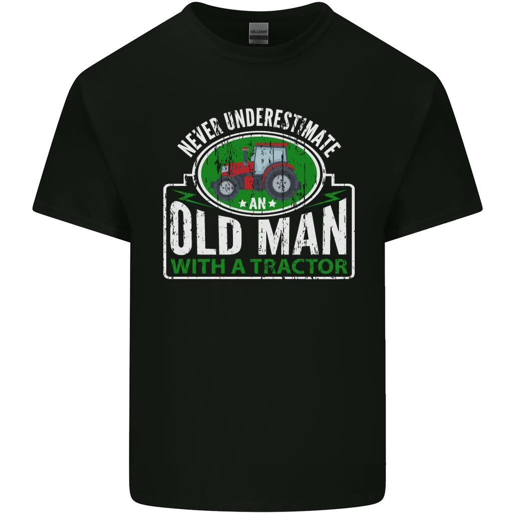 An Old Unisex With a Tractor Farmer Funny Unisexs Light Cotton TShirt