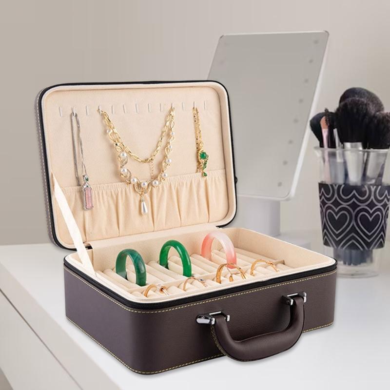 Travel Jewelry Case With Anti Scratch Interior And PU Exterior For Accessories Storage Box For Necklaces Earrings Rings