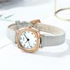 Retro-Quadratuhr für Damen mit Quarzwerk und Lederarmband