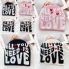 Simple Color Blocked Letter Heart Pattern Women Casual Warm Knitted Hat For Autumn Casual Wear