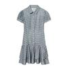 Popular Spring New Retro Girl Blue and White Plaid Lapel Short-sleeved Dress