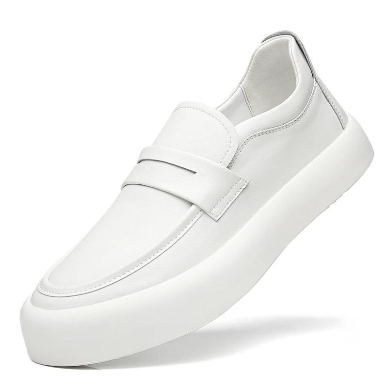 

Модные мужские туфли-оксфорды из натуральной кожи, дышащие, деловые, деловые, для мужчин, мужские, офисные, мягкие, белые, на толстой подошве, мокасины 44 белый