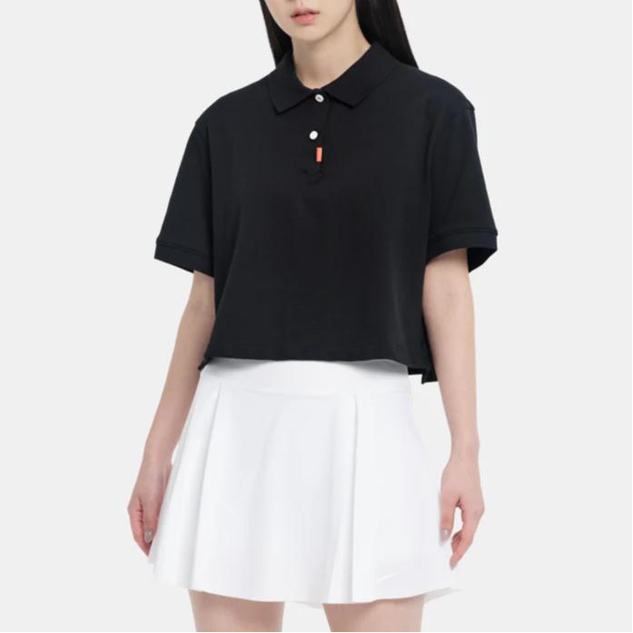 Nike Solid Color Collar Short Sleeve Polo Shirt Women Tops Black DC3427-010