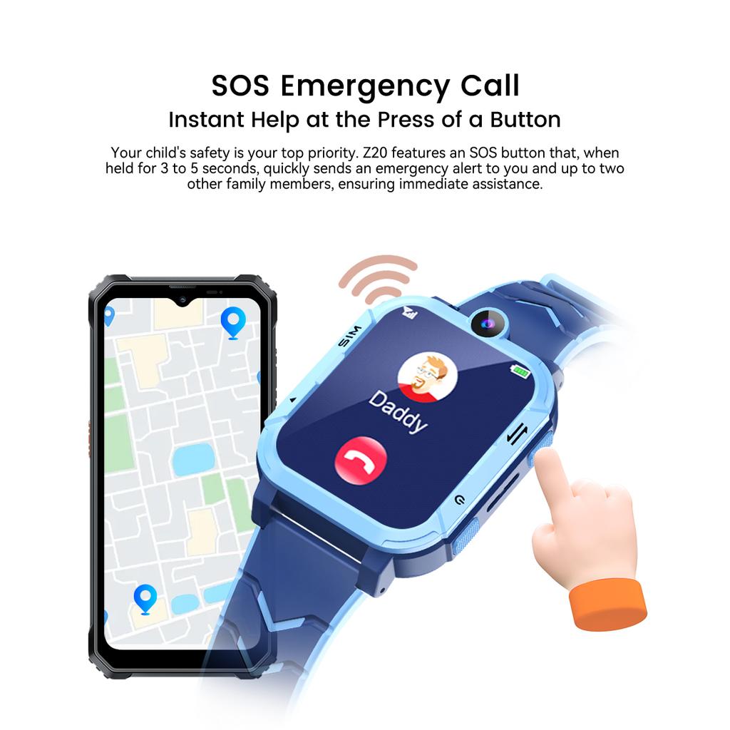 Blackview Smartwatch per bambini Z20, Videochiamata 4G, Localizzatore GPS, Batteria 800mAh, Impermeabile IP67, Chiamata SOS