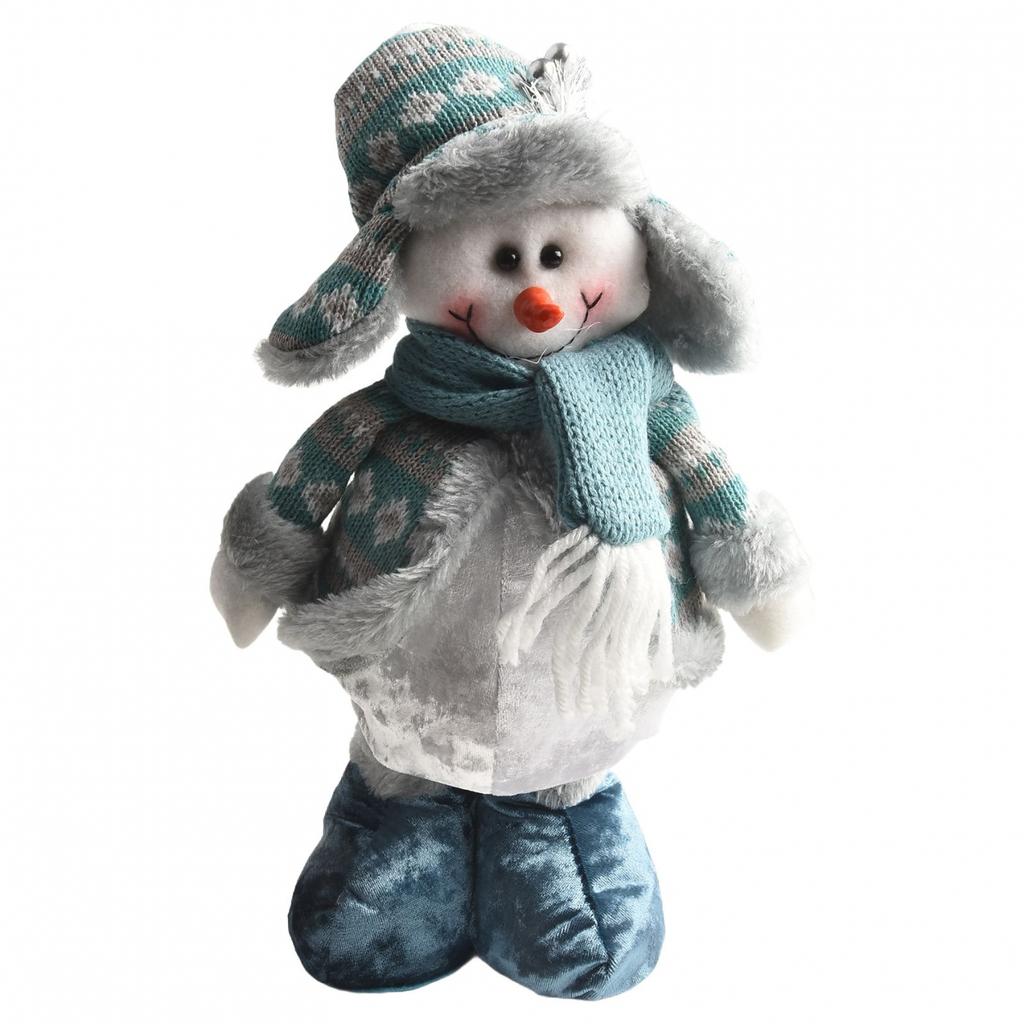 Christmas Blue Fabric Telescopic Santa Claus Snowman Elk Christmas Doll Ornament