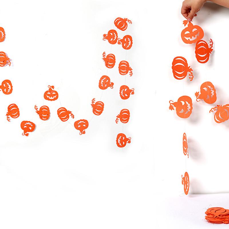 4metrová halloweenská závěsná girlanda Strnad Netopýr dýně Duchové Pavouk Papírový prapor Dekorace na Halloweenskou párty Hororové rekvizity