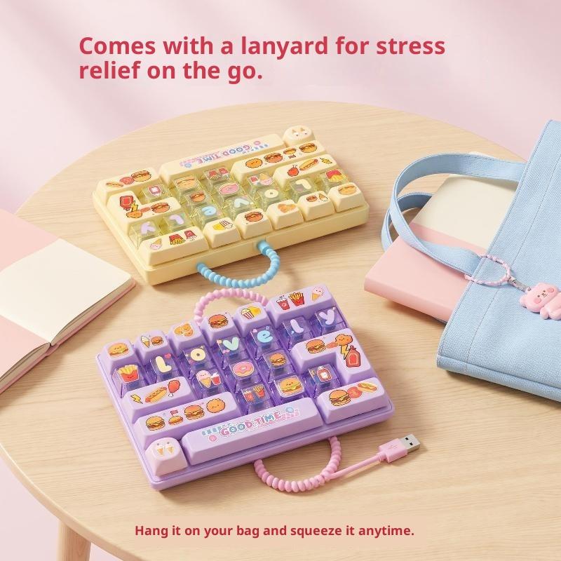 26-Tasten Tastatur Tastenkappen Antistress Riesige Tastenkappe Schlüsselanhänger Niedliche Große Tastenkappe Klicker Kawaii Tastenkappe Tastatur Tastenkappen