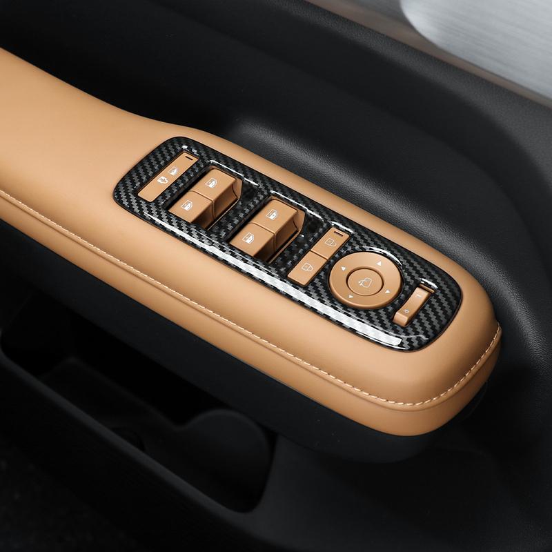 For Hyundai Santa Fe MX5 2024 2025 Carbon Fiber Style Window Lift Button Cover Door Armrest Trim Panel Frame Interior LHD/RHD