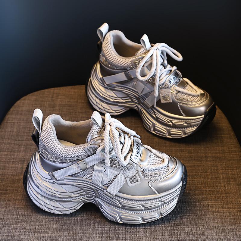 TW1586-2 Women's 8cm Hidden Heel Chunky Dad Shoes - Autumn 2025 Trend