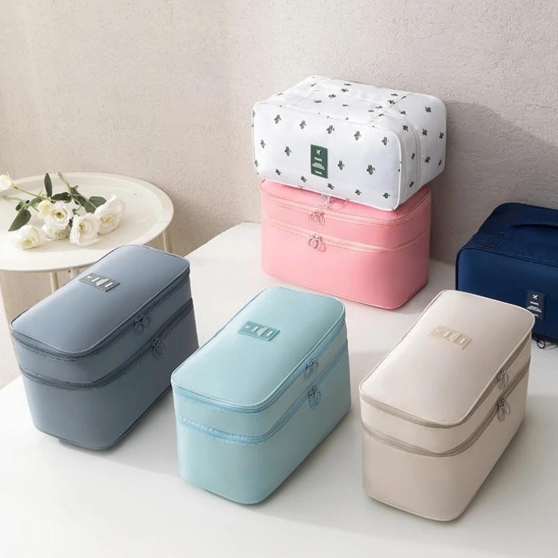 Dwupoziomowy organizer podróżny 3 w 1: Torba do przechowywania biustonoszy/bielizny/skarpet o dużej pojemności, przenośna i kompaktowa