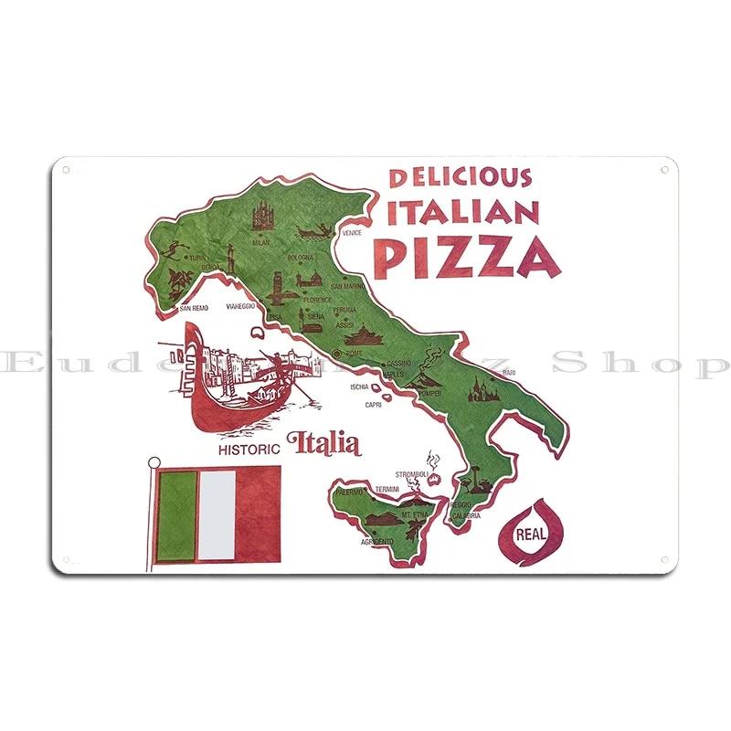 Hartă relief a Italiei redată digital Hartă relief vintage a Italiei Imprimare Cu D Illusion Metal imprimat Semn de perete din tablă Afiș