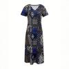 Europe, America, summer new fashion casual printing geometric pattern v-neck dress long dress