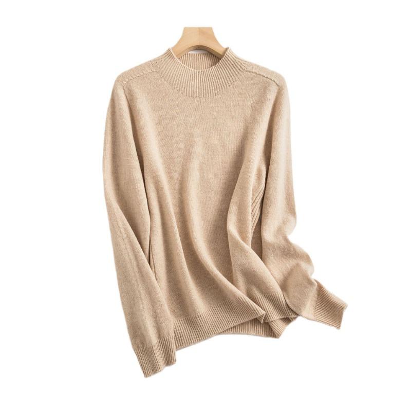 Semi-turtleneck Wool Sweater Women's 0 Solid Color Bottoming Sweater Sweater New Loose Inner Seamless Knitted Top