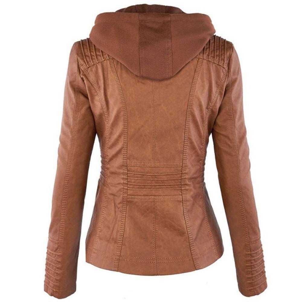 Stupenda Giacca con Cappuccio in Pelle da Donna Parka Sottile Perfetta per l'Abbigliamento Invernale