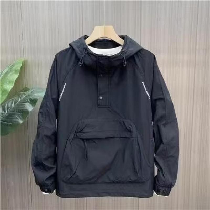 Men’s Trendy Hooded Workwear Jacket - Casual, Loose Fit for Spring and Autumn 2023