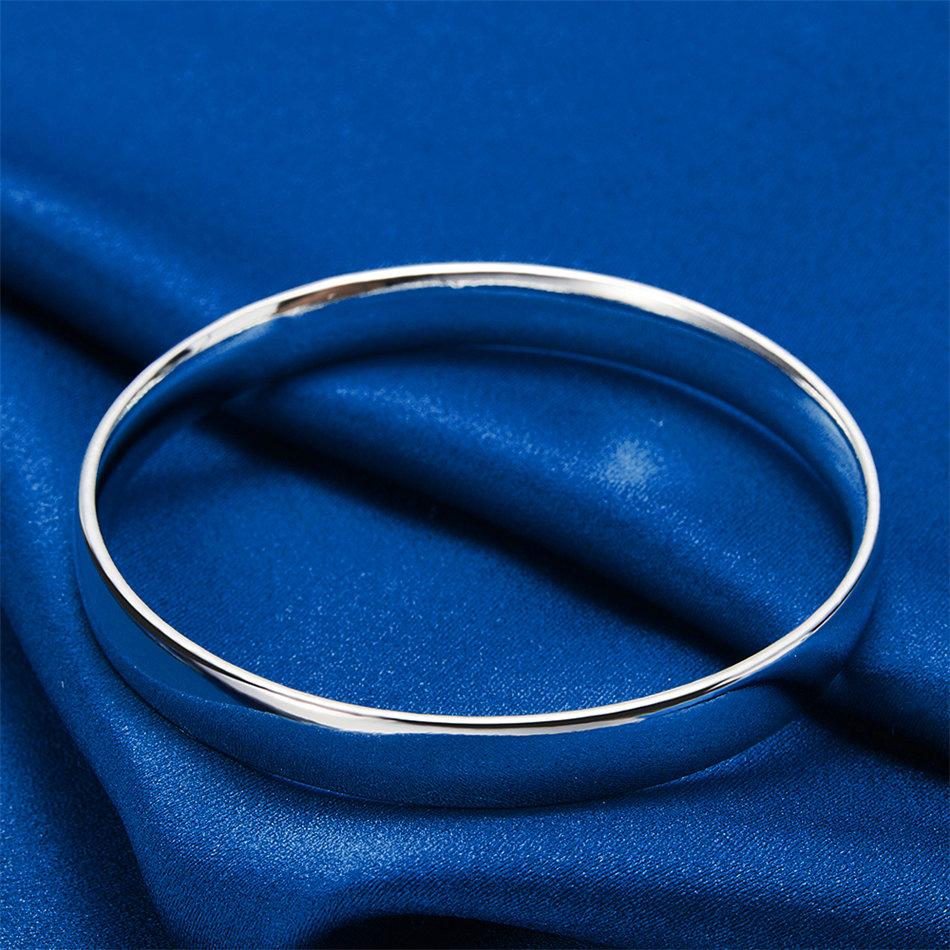 Luxurious 925 Sterling Silver 10MM Simple Shiny Bracelet for Women Party Wedding Jewelry Accessories