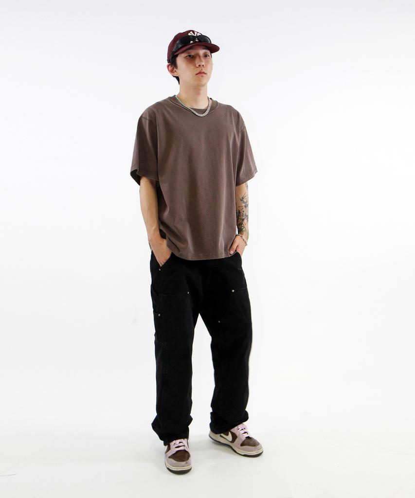 Keuligeon Pigment 3 Stitch Semi-Oversized Short Sleeve Tee Faded Brown