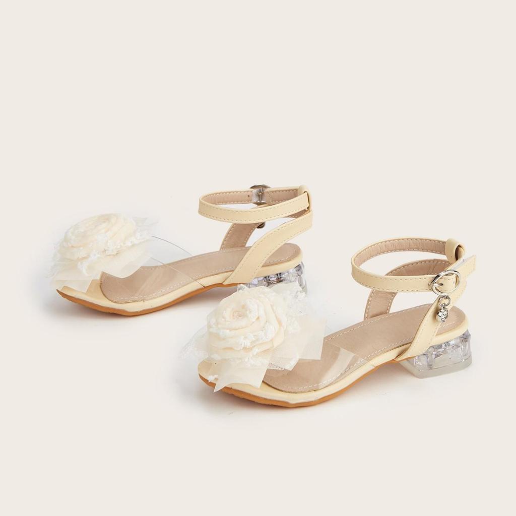 Mädchen Sandalen mit offener Zehenpartie und Rosenblüte - Frühjahr 2026