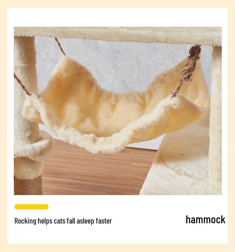 Velvet Cat Tree: Large Climbing Frame & Bed for Cats and Kittens, Space-Saving Design for All Seasons