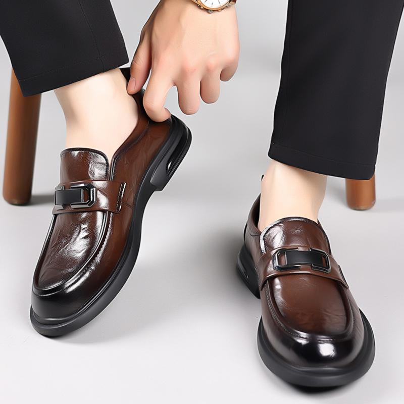 Fashion Fashion men loafers outdoor Penny Leather Men Shoes Simple round Toe Slip On Dress Business Suit Casual Party Wedding Shoes Man