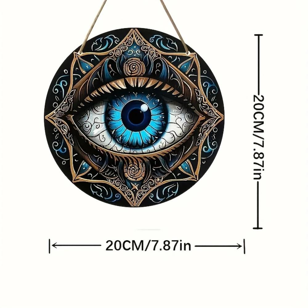 1 Stück, "Böhmischer Stil Schutz vor dem bösen Blick Musterdesign" runder Holzdekorationsanhänger, Holzanhänger, Tür und Fenster