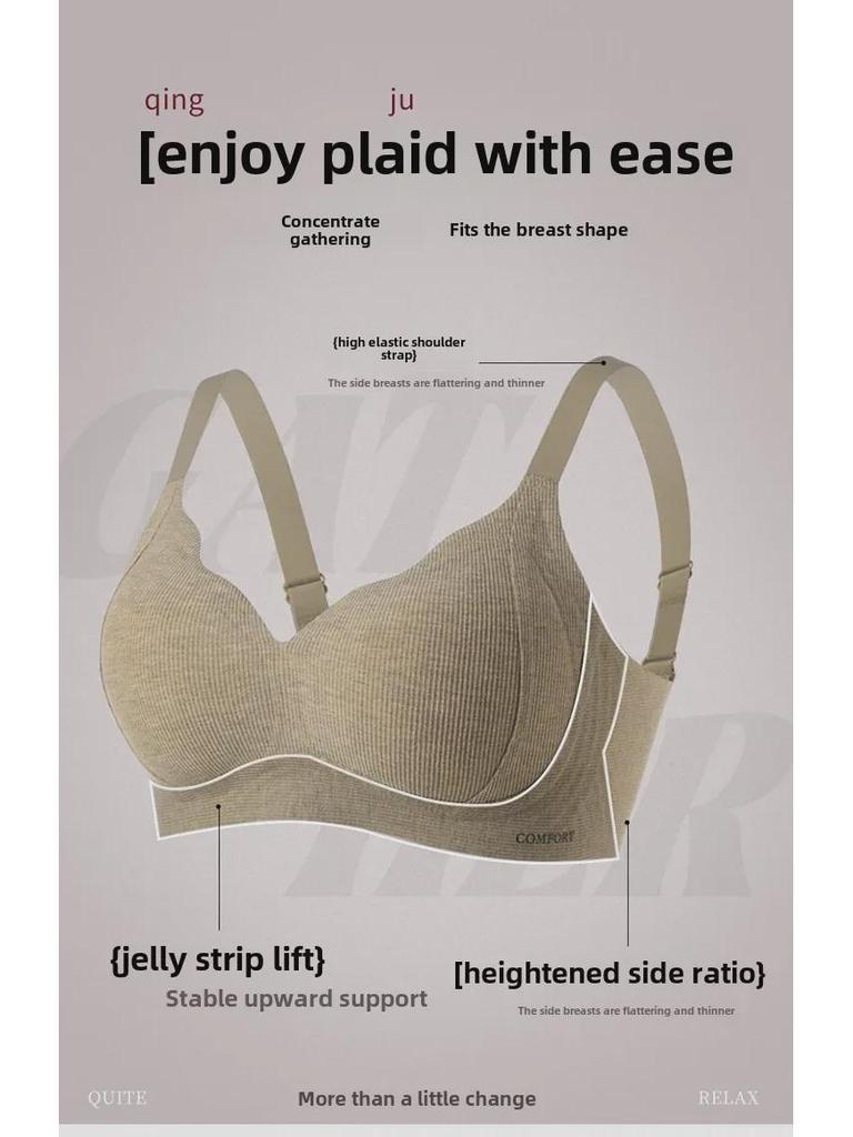 Jelly Lifting Light Warm Seamless Women's Underwear: Soft, Comfortable, Skin-friendly, Fixed Cup, Anti-Sagging Bra for Autumn and Winter.