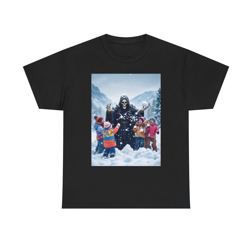 The Grim Reaper Has a Snowball Fight With Children T-Shirt Dark Humor Shirt Top