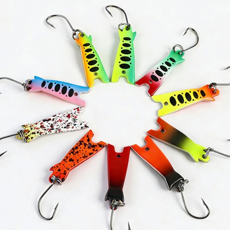 10Pcs Trout Fishing Spoons Lures Set Fishing Spinners Metal Hard Baits with Single Hook Sequins Baits Easy to Use