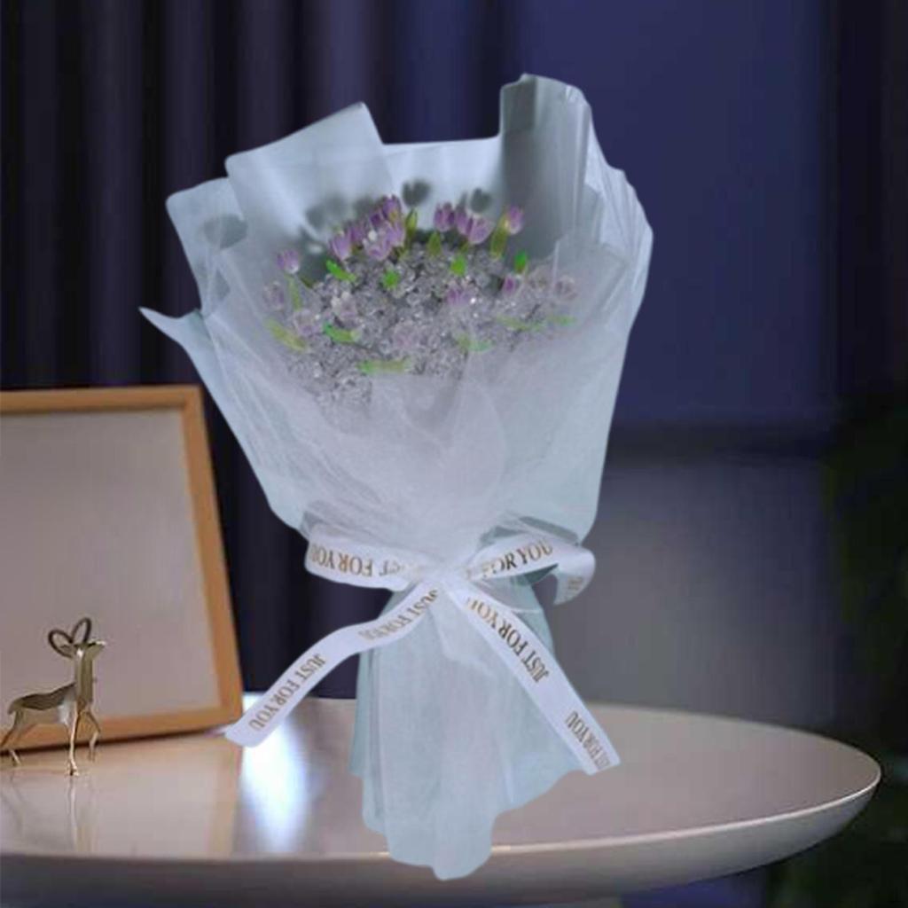 DIY Simulation Tulips Flower Bouquet Floral Arrangement Crafts Realistic Appearance Unfinished