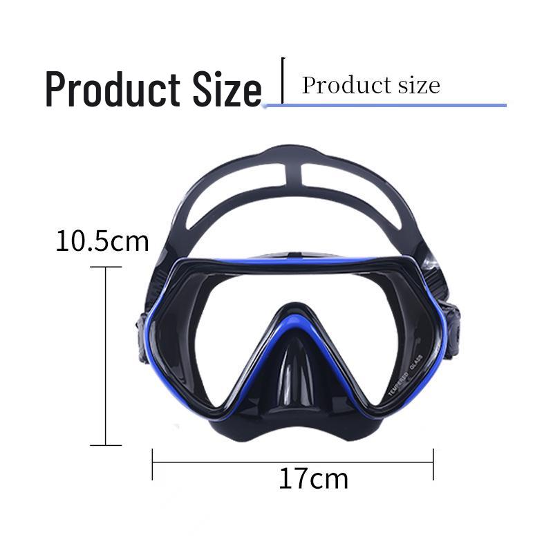 Large Frame Anti-Fog Diving Mask with Tempered Glass and Nose Clip for Adults