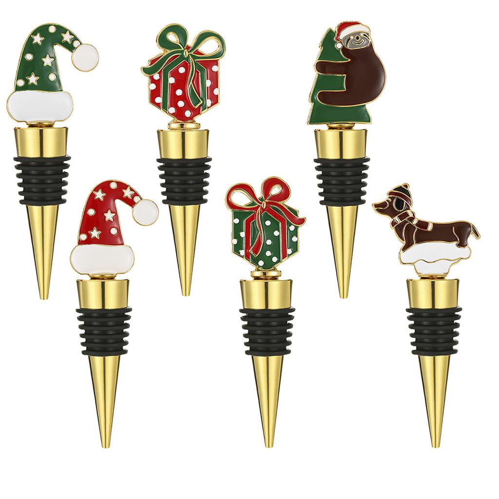 Christmas Wine Stopper Silicone Wine Beverage Bottle Cap Leak Proof Sealed Fresh Bottle Champagne Bottles Sealer Wine Seal