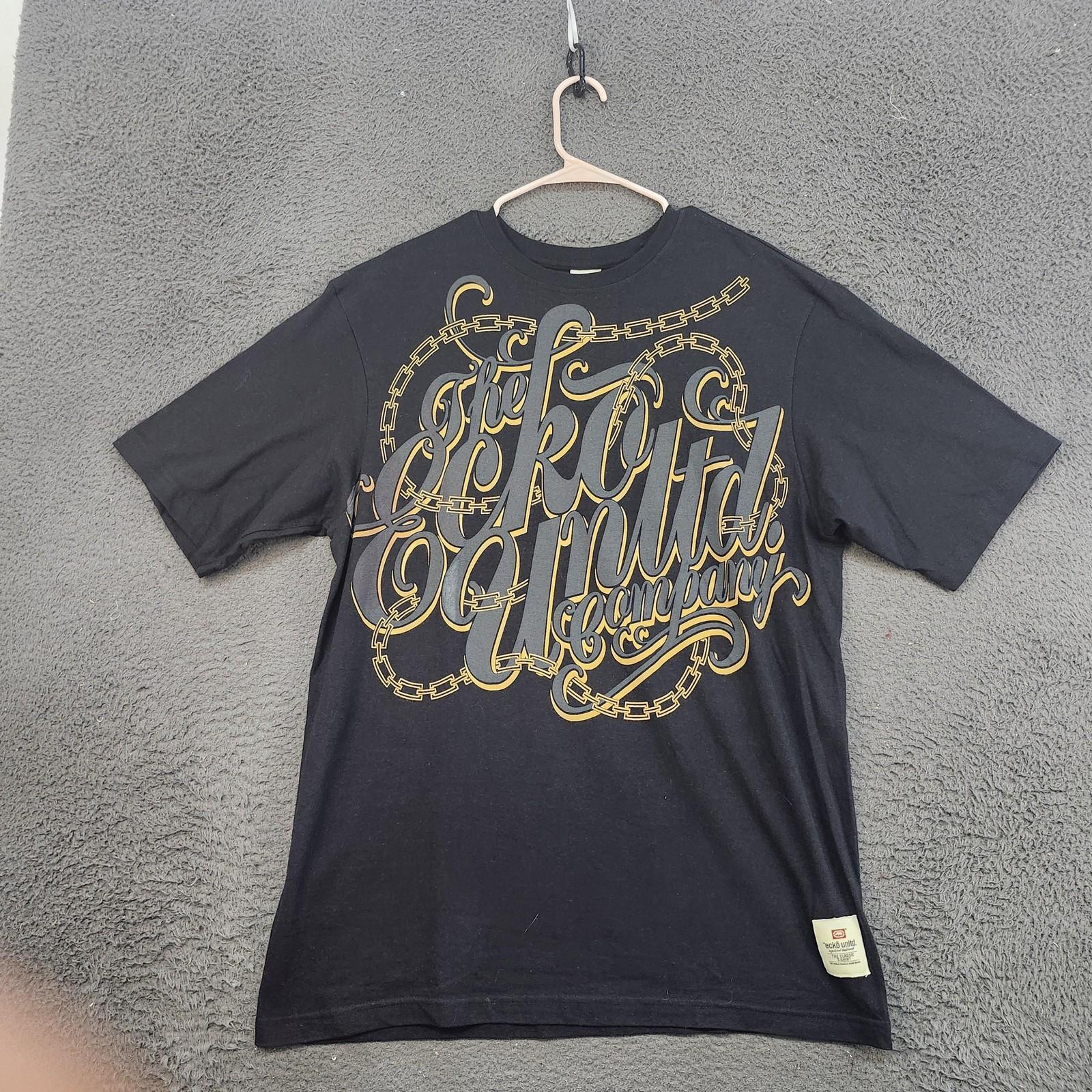 Ecko Unltd Shirt Mens Large Black Classic Graphic Chain Logo Streetwear Unisex T-Shirt S