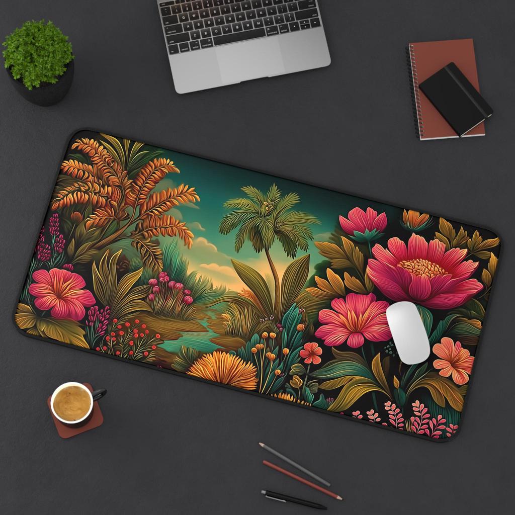 Artistic Floral Landscape Desk Mats Elegant and Unique Mouse Pad Stylish Deskmat Modern Office Desk Accessory Desk Mat Gift