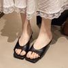 Summer Women High Heels Slippers Square Toe Elegant Sandals 2026 Trend Slippers Open Toe Chunky Dress Shoes Woman Slides Women
