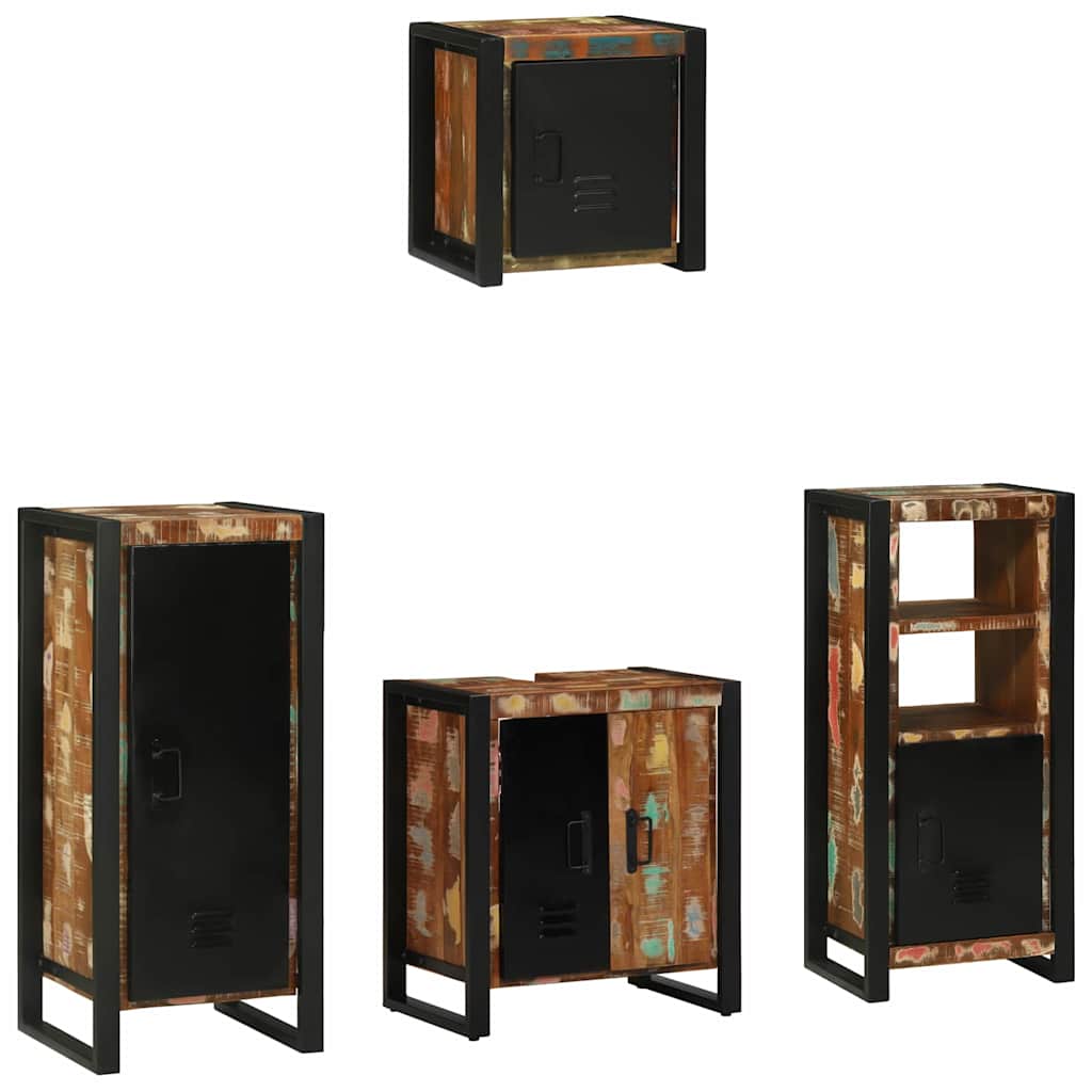Bathroom Furniture Set with Shelf 4 pcs Solid Reclaimed Wood