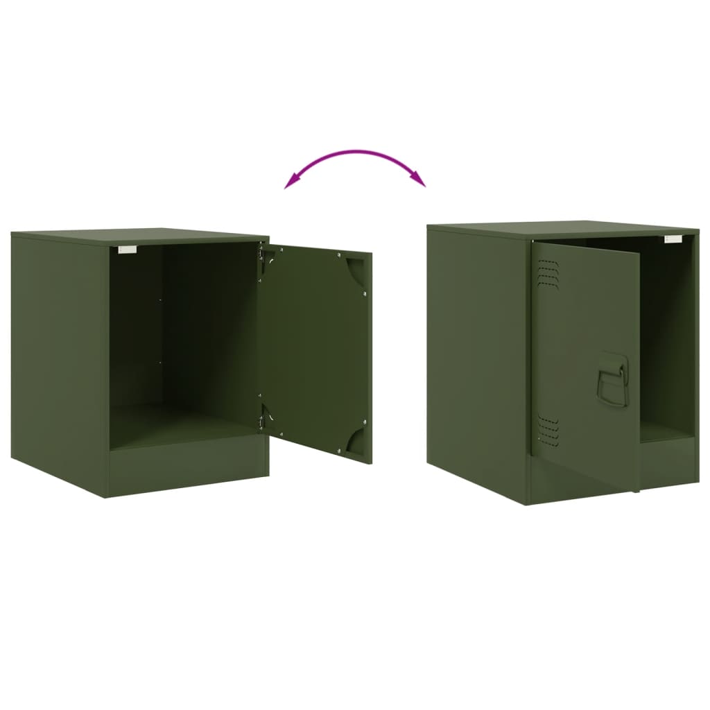 Nightstand Olive Green 34.5 x 39 x 44 cm Steel