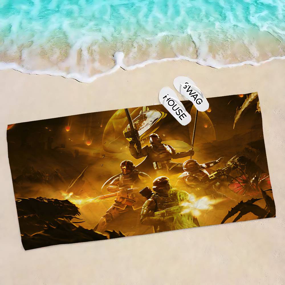 Video Game H-Helldivers Microfiber Printed Beach Towel Mountain Climbing Yoga Beach Swimming Running Absorbent Soft Towel