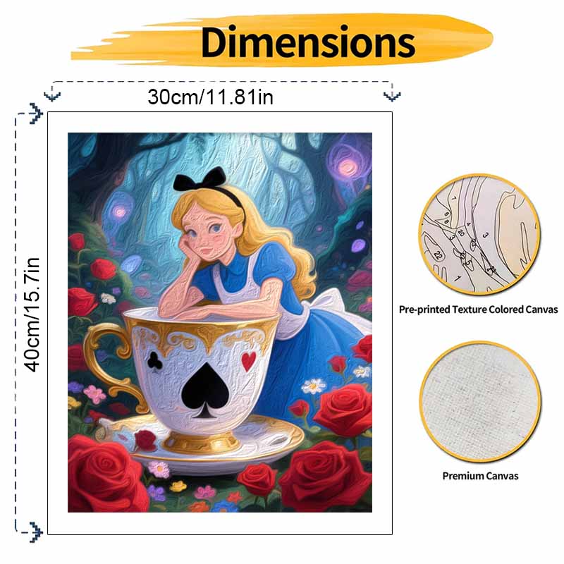 Disney Alice In Wonderland Painting by Numbers Hand Filled Drawing Art Kit Home Decor