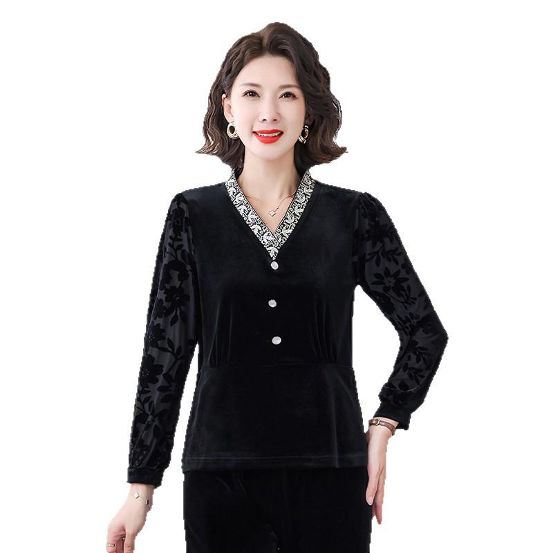 Mother's Velvet Long-Sleeve Top - 2026 Fashion for Middle-Aged & Elderly Women
