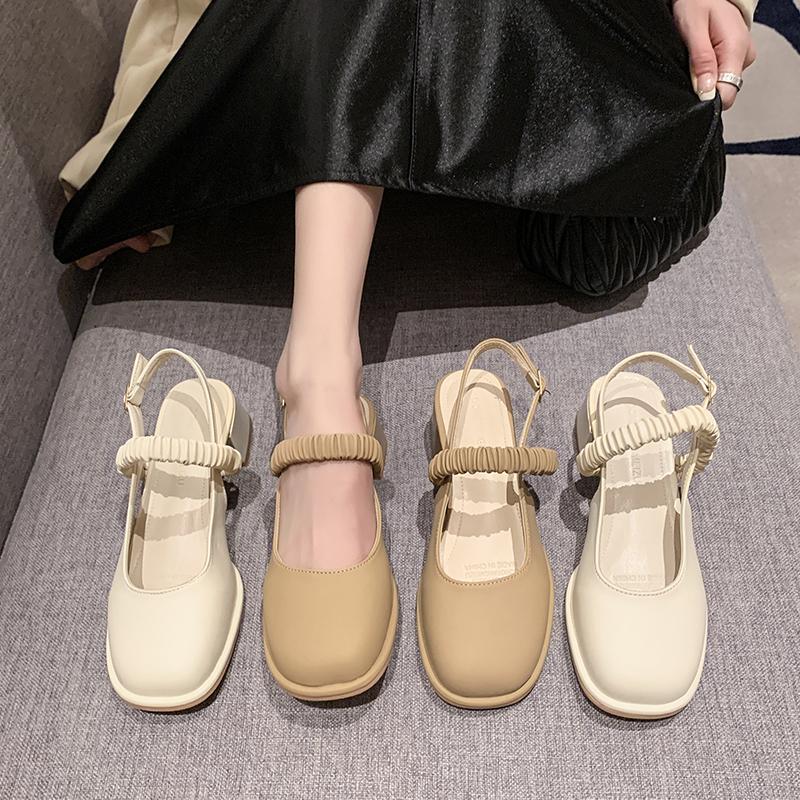 Damen High Heels Elegant Eckige Zehenpartie Schwarze High Heels Modische Dicke Absätze Hochzeitsparty Sandalen