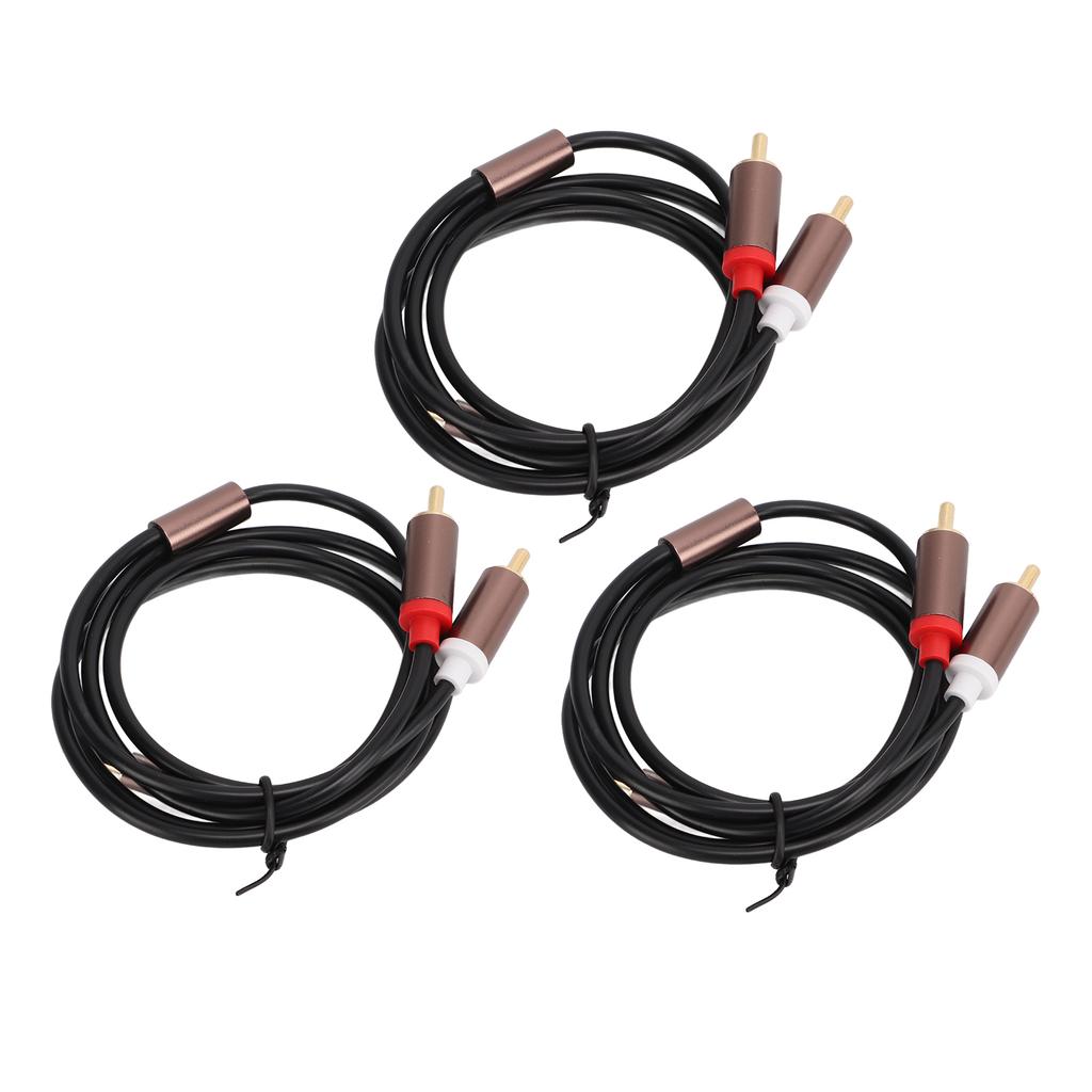3Pcs Audio Cable 3.5mm To 2RCA Cable Oxygen Free Copper Black Aluminium Alloy Shell for Phone Tablet