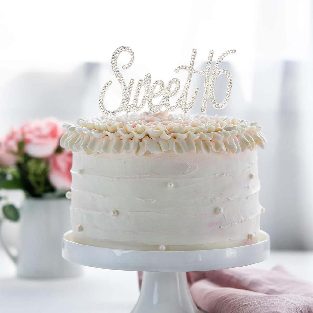 Bling Kristall Sweet 16 Geburtstagskuchenaufsatz  Bestes Andenken  16. Partydekorationen Silber Ziegelstein Kuchen Dekoration Für Geburtstag