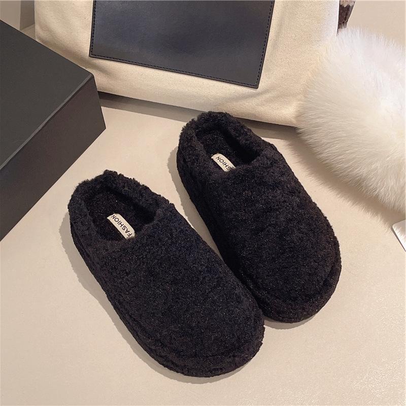 Fashion and Beauty Baotou Mao Mao Slippers Women's Outer Wear Sense 2025 New Autumn and Winter Thick Bottom Home Warm Cotton Mop