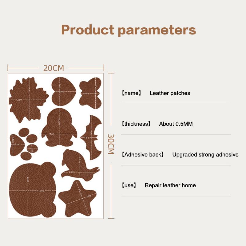 13Pcs/Set Self-Adhesive Leather Upholstery For Car Seat Sofa Chair Black Leather Repair Patch Refurbish Hole Artificial Stickers