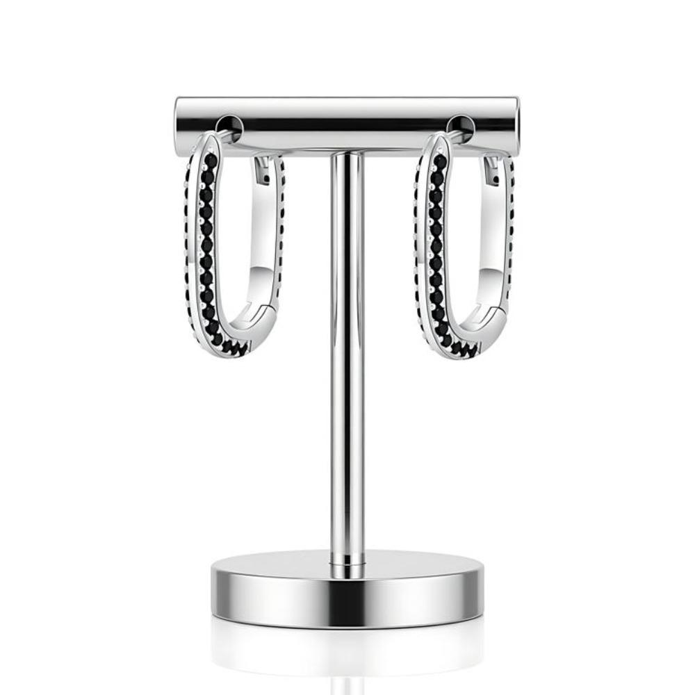 Black Awn Schwarze Steinschmuck-Creolen für Frauen