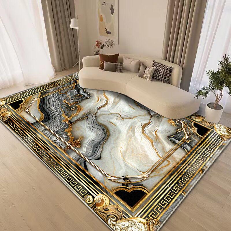 Large Area Golden Rugs for Living Room Nordic Style Decoration Sofa Area Carpet Home Bedroom Decor Cloakroom Floor Mat Non-slip