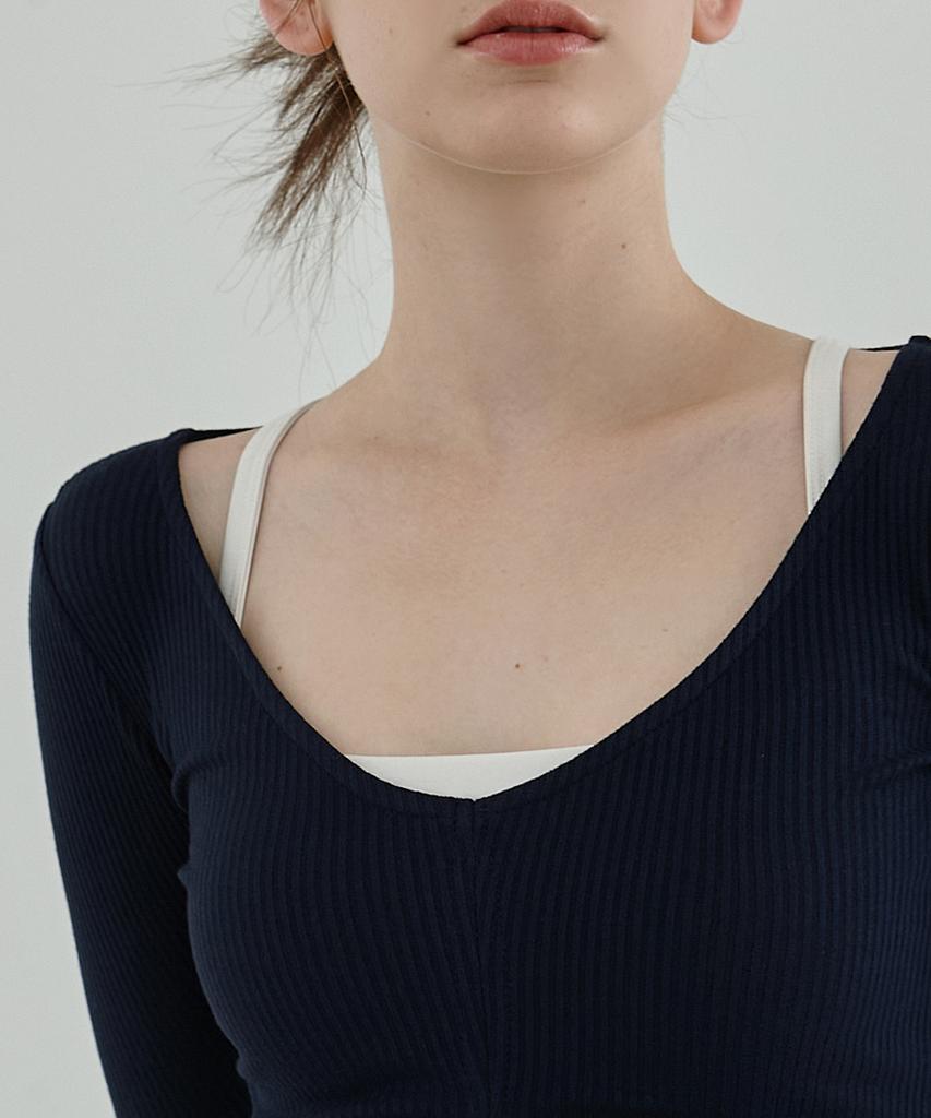 Debiweeo Julia Ribbed Long Sleeve Devi-T0092-Navy