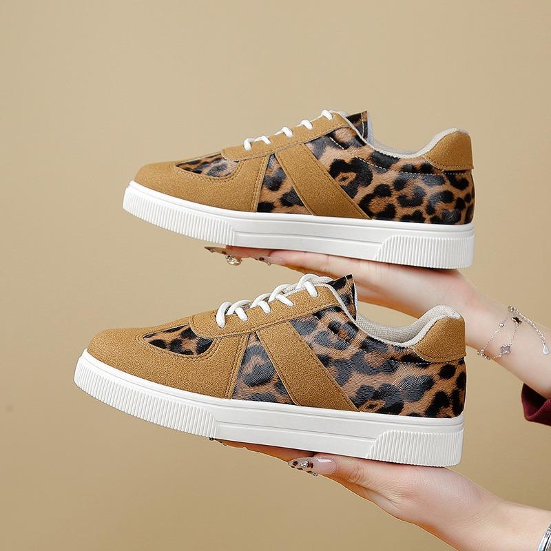 New Flat Leopard Print Lace-up Casual Sports Shoes